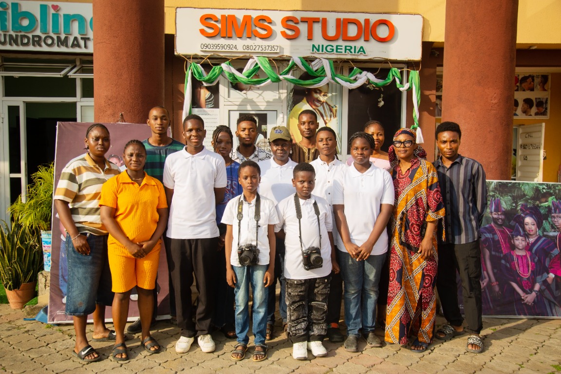 Sims Studio Nigeria team and students outside the studio