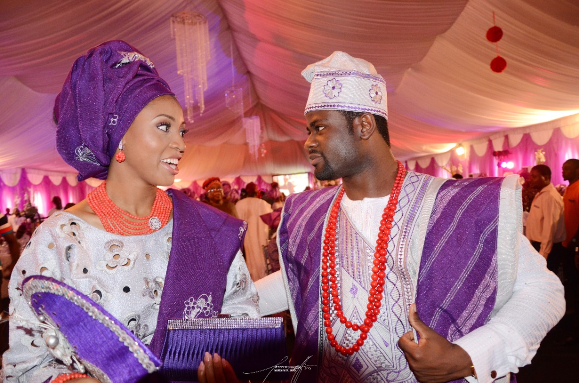 Wedding couple celebrating