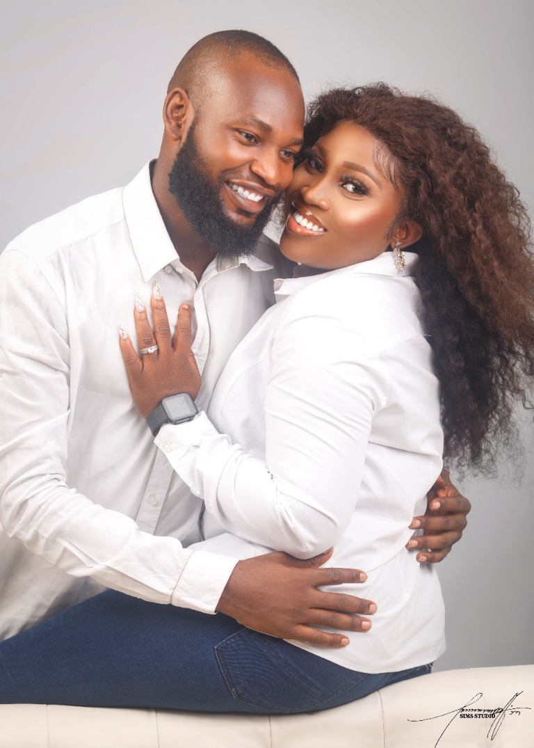 Couple portrait in white outfits