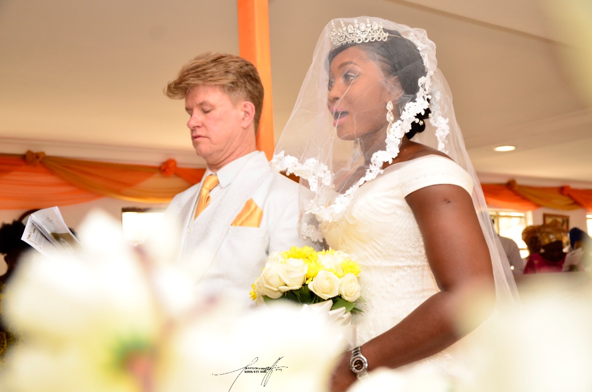 Bride in her wedding dress